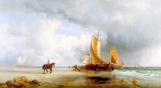 Dutch Herring Bus Unloading on the Beach