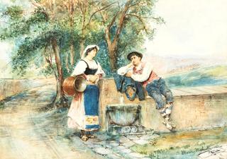 Resting at a Fountain