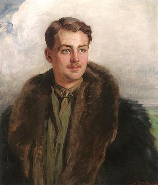 Portrait of an Officer, Half Length, in a Khaki Shirt and Tie and a Flying Jacket
