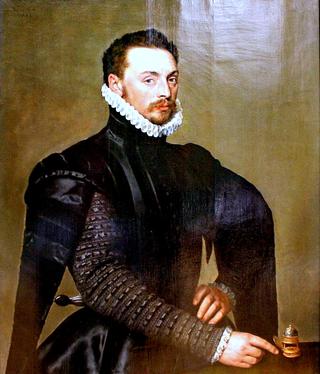 Portrait of a Man Pointing at a Table Clock