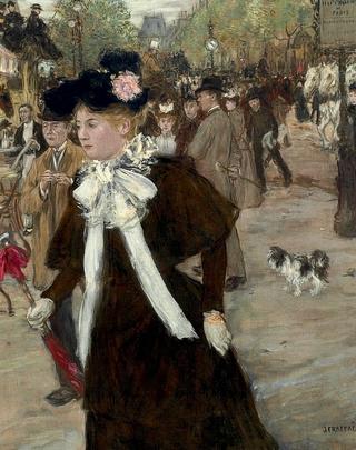 Élégante sur le Boulevard des Italiens, Paris