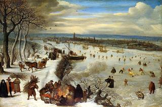 View of Antwerp with the Frozen Schelde