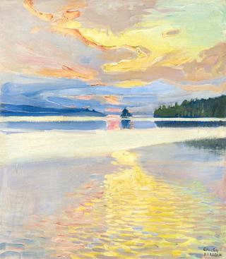 Sunset over lake Ruovesi