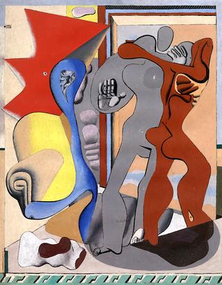 Grey Woman, Red Man and Bones in Front of a Door