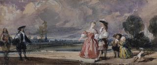 Figures Meeting on a Terrace
