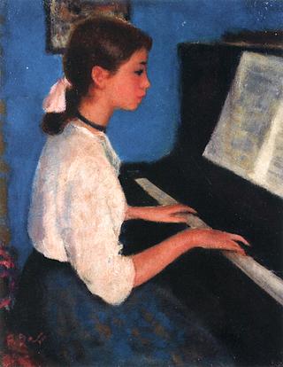 Marie-Lize at the Piano, in the Blue Room