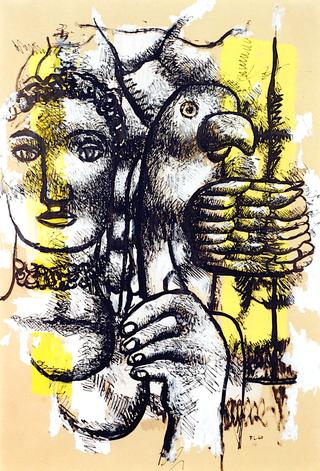 Woman with Parrot