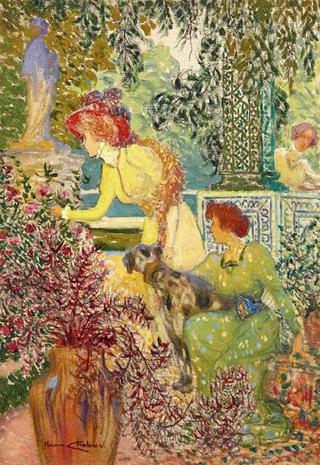 Élégantes dans un jardin