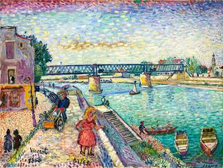 Figures by a Riverside