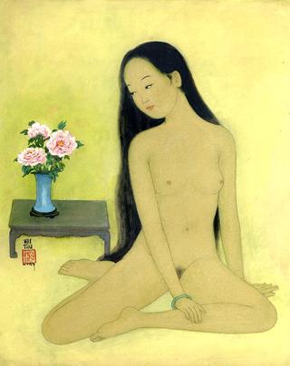 Yellow Nude with Peonies