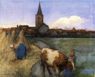 Farm Scene with St. Jacobs Church