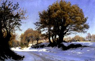 Winter Scene in Brittany, the First Snow