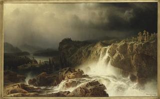 Rocky Landscape with Waterfall