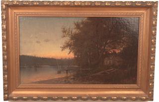 Sunset Landscape with a Cabin
