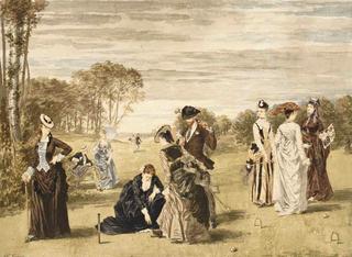 Elégants jouant au croquet