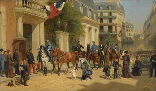 Defile sur une rue de Paris