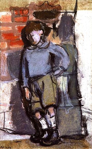 Boy Leaning against a Wall