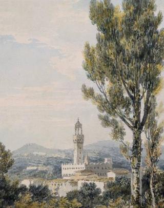 Palazzo Vecchio from the Boboli Gardens, Florence, after John Robert Cozens