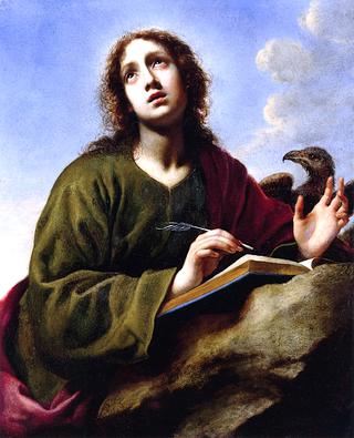 Saint John the Evangelist Writing the Book of Revelation