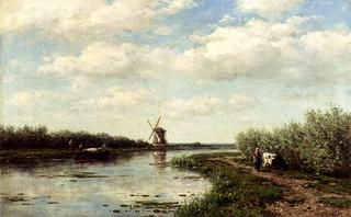 Figures by a Waterway