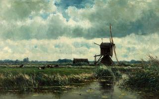 Polder Landscape with Windmill near Abcoude wikidata:Q24050742