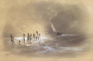 暴风雨中的帆船