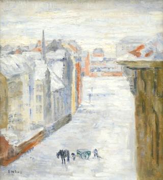 Wintery Cityscape in Rue d'Ostend