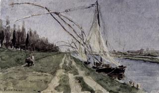 Canal near Ravenna with Fishing Boats