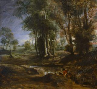 Evening Landscape with Timber Wagon