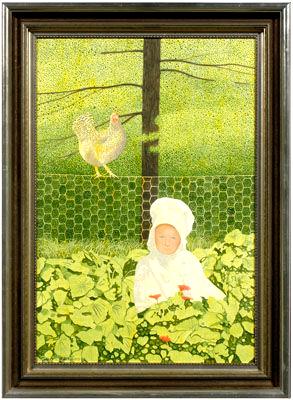 Hen on Fence