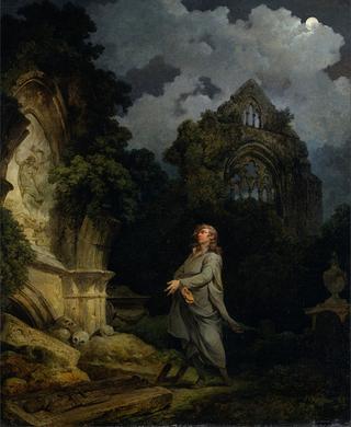 Visitor to a Moonlit Churchyard
