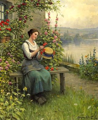 Trimming her Sunday hat