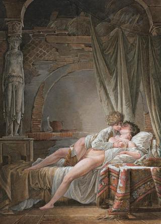 A Young Couple in a Passionate Embrace