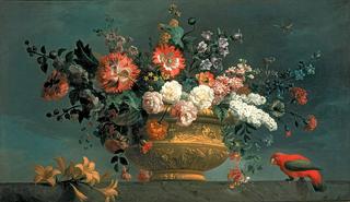 Flower Piece With Parrot