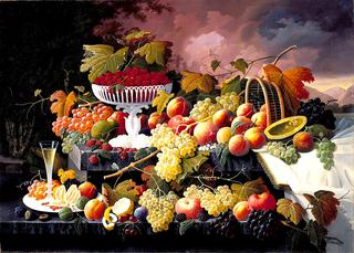 Fruit Still Life in a Landscape