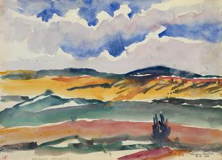Scene through the Window of a Train: Landscape