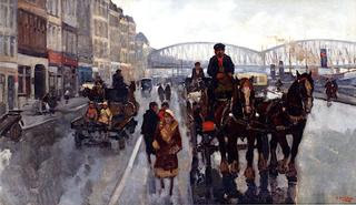 Horses and Carriages on the Boompjes with the Maasbrug, Rotterdam