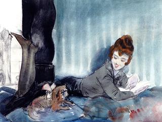 Reading Woman with Dog
