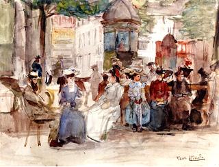 An Elegant Company Resting under Trees, Paris