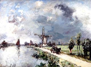 La route près de Rotterdam, effet de pluie