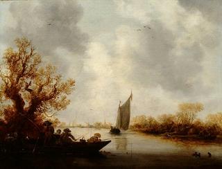 River Landscape with Fishermen