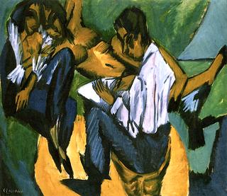 Artist Sketching with Two Women