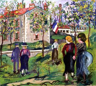 Figures in front of a Barracks