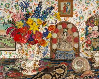 Still life with flowers and shells