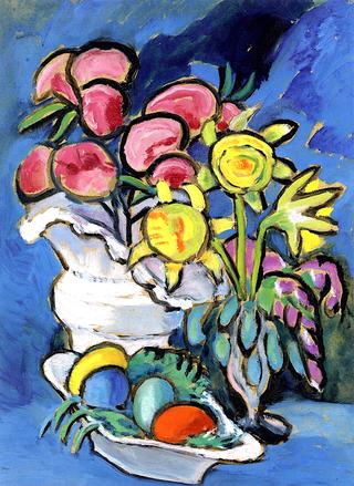 Still Life with Flowers and Easter Eggs