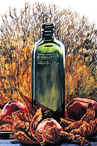 Autumn Still Life with Bottle