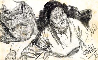 Ein obere Frau mit Feuerholz, Schize
