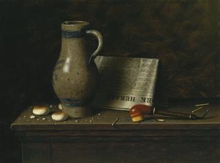 Table Top with Pitcher, Pipe and New York Herald