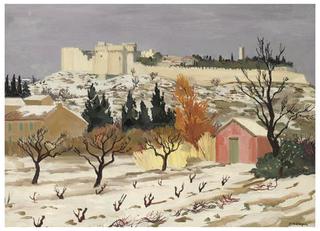 Le fort Villeneuve-les-Avignon sous la neige