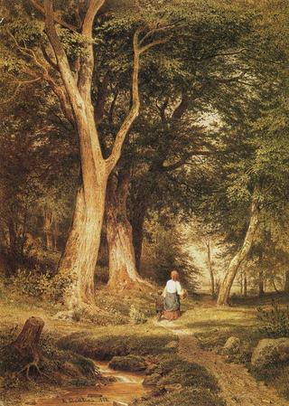 Woman with a Boy in the Forest
